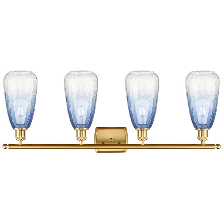 Image 2 Ballston Brookhaven Almond 36"W 4 Light Gold Vanity w/ Sapphire Shade more views