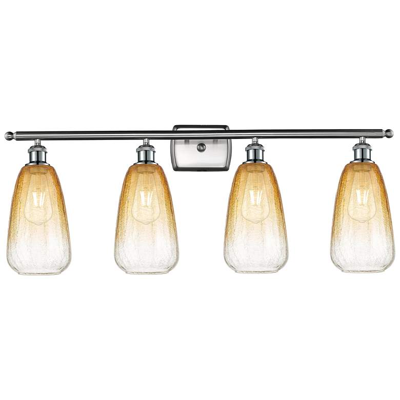 Image 1 Ballston Brookhaven Almond 36"W 4 Light Nickel Vanity w/ Amber Shade
