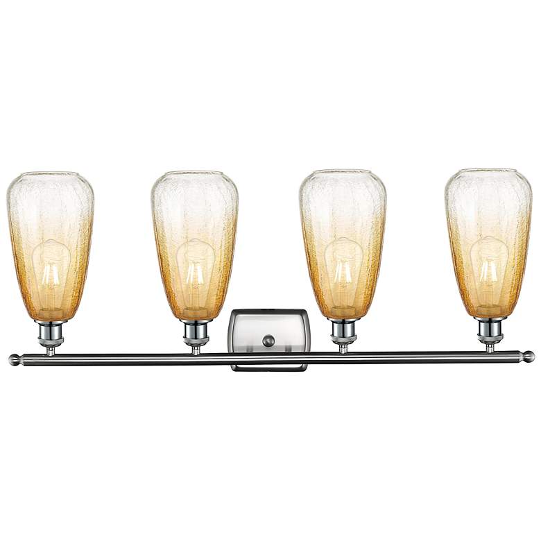 Image 2 Ballston Brookhaven Almond 36"W 4 Light Nickel Vanity w/ Amber Shade more views