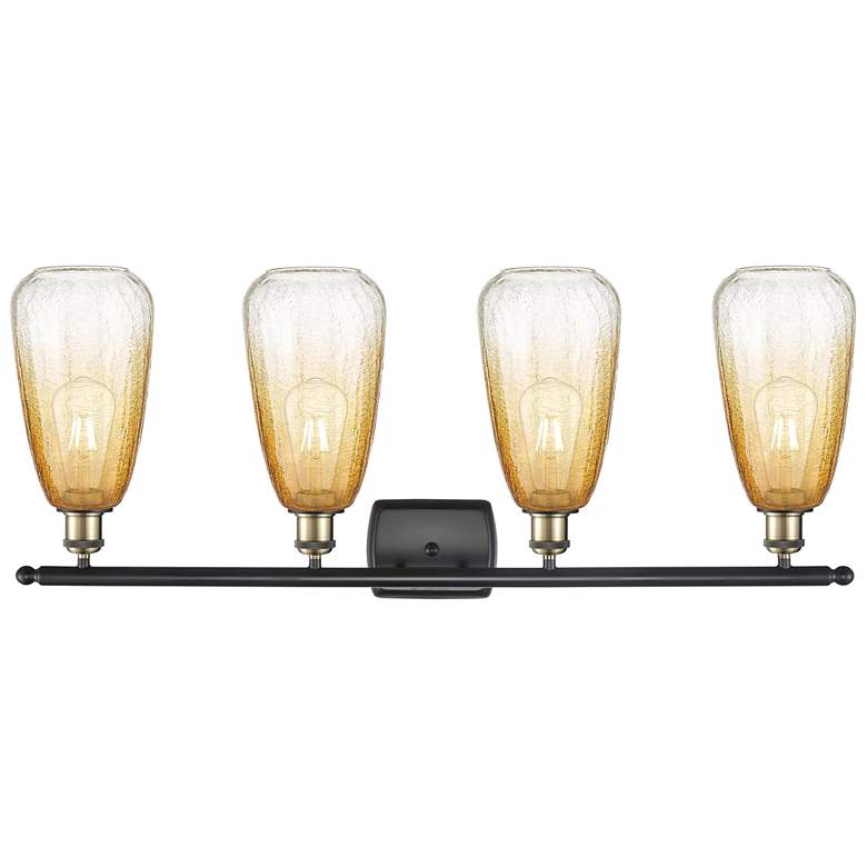 Image 2 Ballston Brookhaven Almond 36"W 4-Lt Black Brass Vanity w/ Amber Shade more views