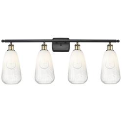 Ballston Brookhaven Almond 36"W 4-Lt Black Brass Vanity w/ Opal Shade
