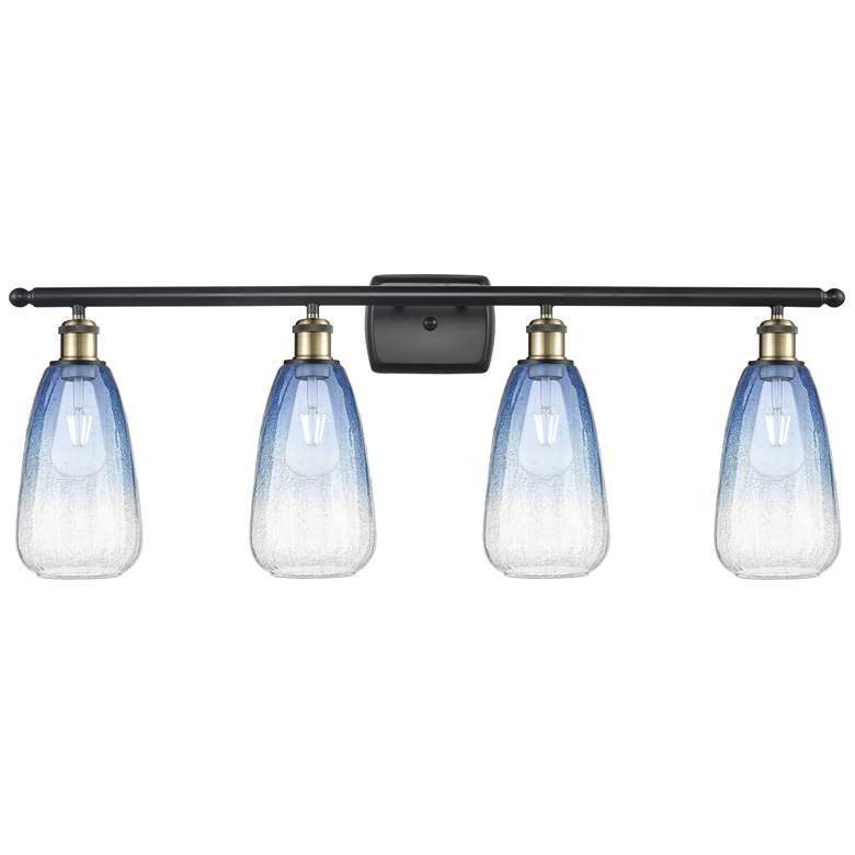 Image 1 Ballston Brookhaven Almond 36"W 4-Lt Black Brass Vanity w/ Sapphire Shade