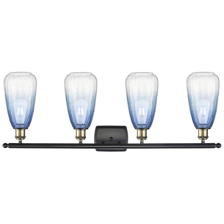 Image 2 Ballston Brookhaven Almond 36"W 4-Lt Black Brass Vanity w/ Sapphire Shade more views