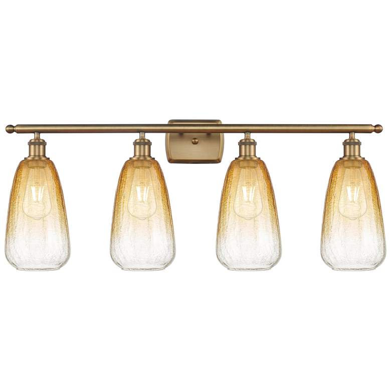 Image 1 Ballston Brookhaven Almond 36"W 4-Lt Brushed Brass Vanity w/ Amber Shade