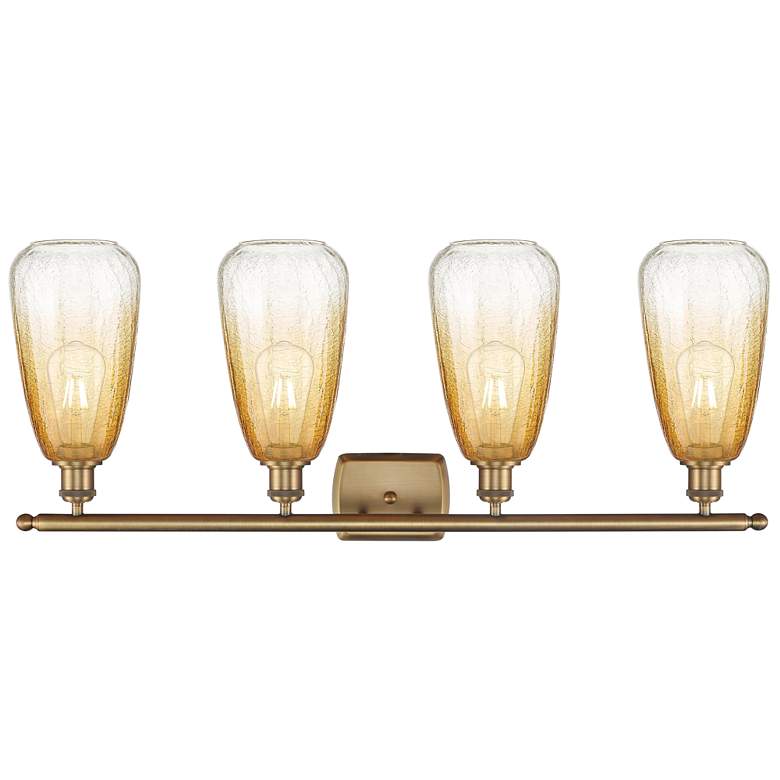 Image 2 Ballston Brookhaven Almond 36"W 4-Lt Brushed Brass Vanity w/ Amber Shade more views