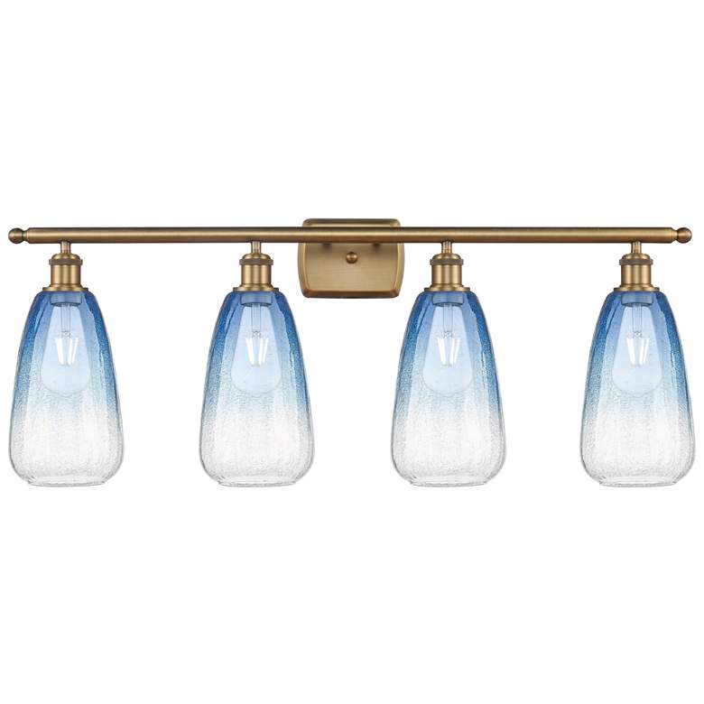 Image 1 Ballston Brookhaven Almond 36"W 4-Lt Brushed Brass Vanity w/ Sapphire Shade