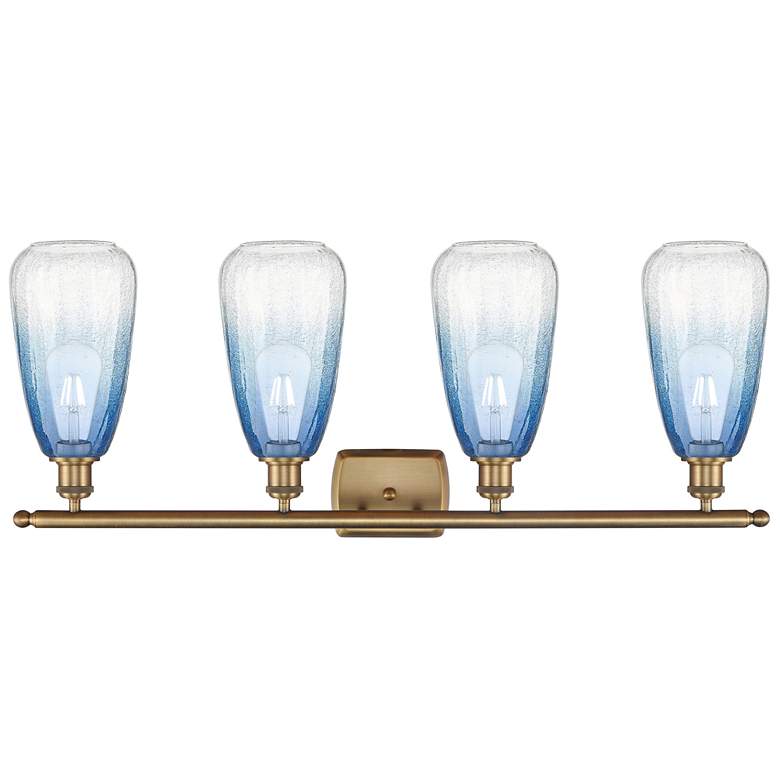 Image 2 Ballston Brookhaven Almond 36"W 4-Lt Brushed Brass Vanity w/ Sapphire Shade more views