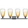 2_Ballston Brookhaven Almond 36"W 4-Lt Oiled Bronze Vanity w/ Amber Shade more views