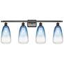 1_Ballston Brookhaven Almond 36"W 4-Lt Oiled Bronze Vanity w/ Sapphire Shade