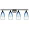 Ballston Brookhaven Almond 36"W 4-Lt Oiled Bronze Vanity w/ Sapphire Shade