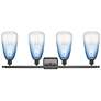 2_Ballston Brookhaven Almond 36"W 4-Lt Oiled Bronze Vanity w/ Sapphire Shade more views