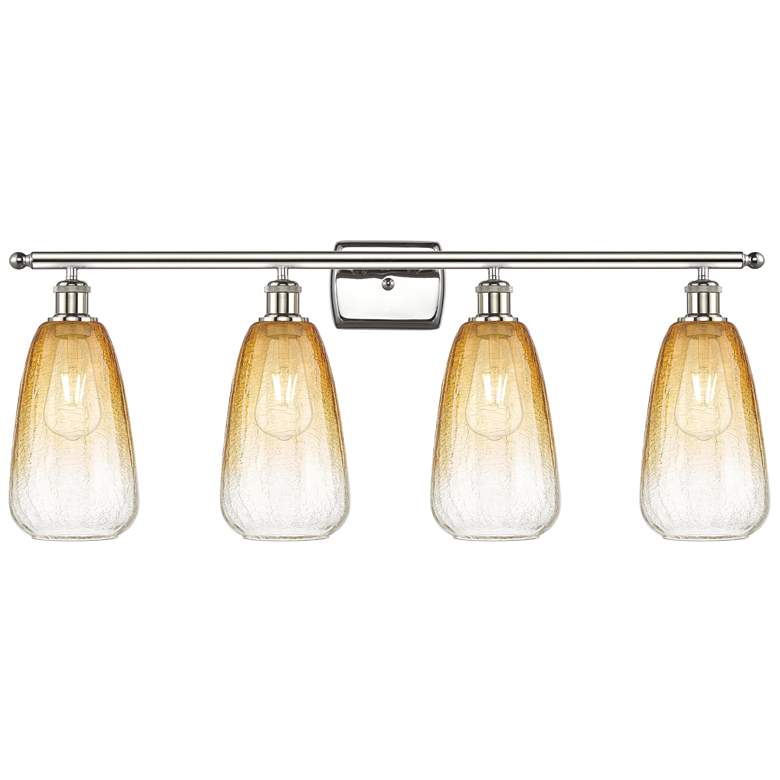 Image 1 Ballston Brookhaven Almond 36"W 4-Lt Polished Nickel Vanity w/ Amber Shade