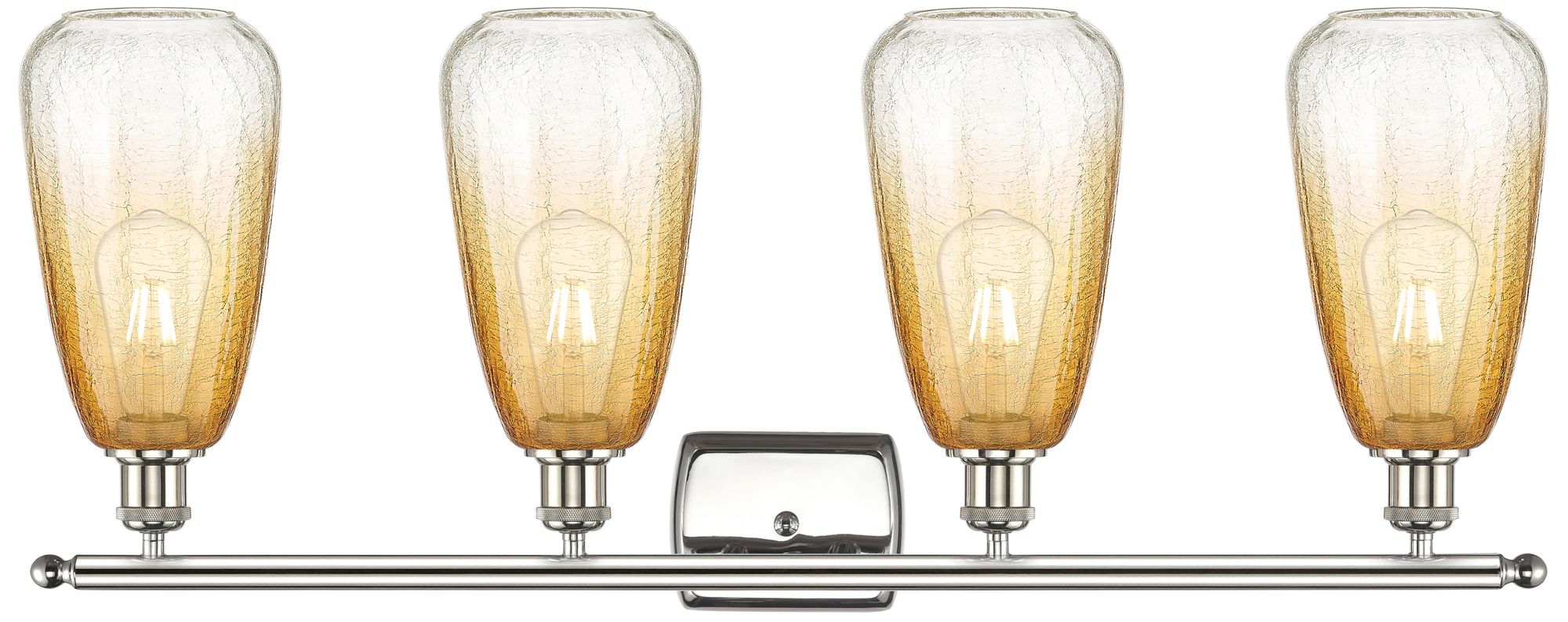 Image 2 Ballston Brookhaven Almond 36"W 4-Lt Polished Nickel Vanity w/ Amber Shade more views