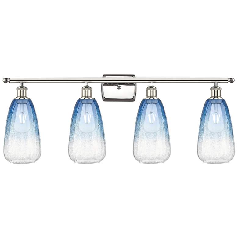Image 1 Ballston Brookhaven Almond 36"W 4-Lt Polished Nickel Vanity w/ Blue Shade