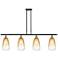 Ballston Brookhaven Almond 48"W 4-Lt Black Brass Stem Island w/ Amber Shade