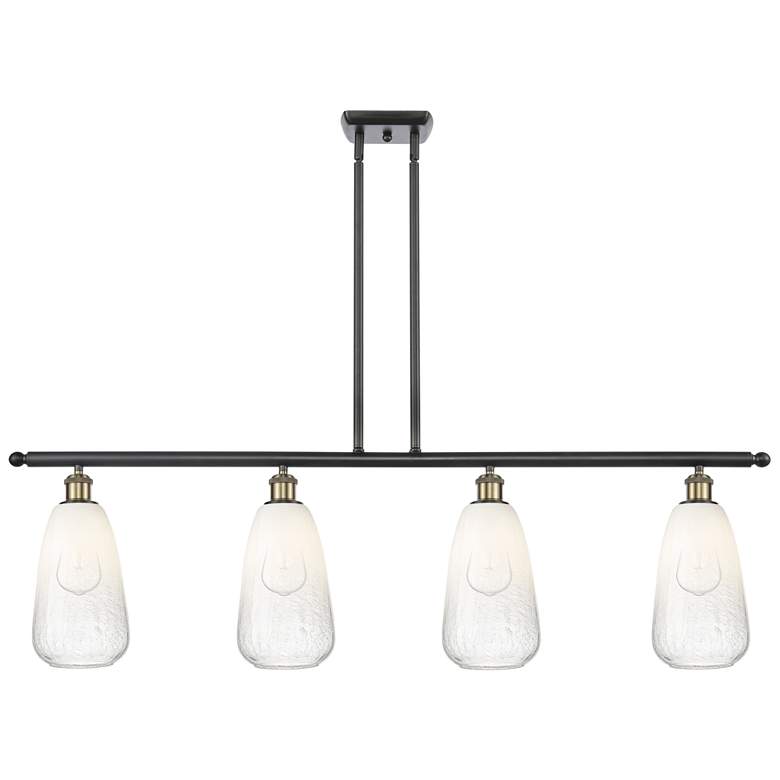 Image 1 Ballston Brookhaven Almond 48"W 4-Lt Black Brass Stem Island w/ Opal Shade