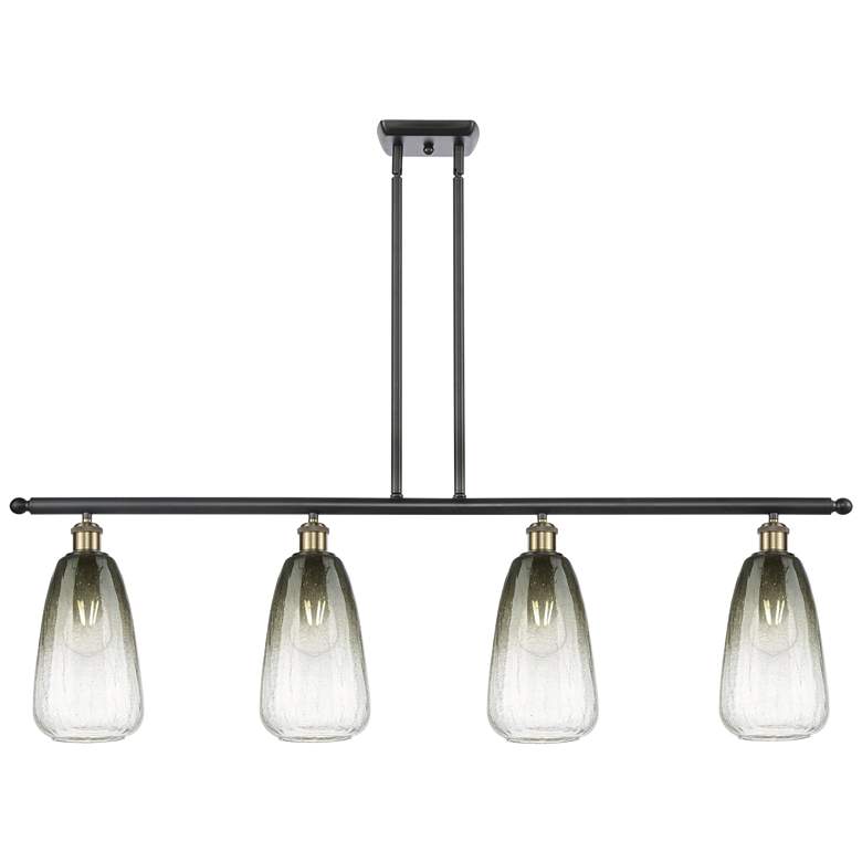 Image 1 Ballston Brookhaven Almond 48"W 4-Lt Black Brass Stem Island w/ Slate Shade