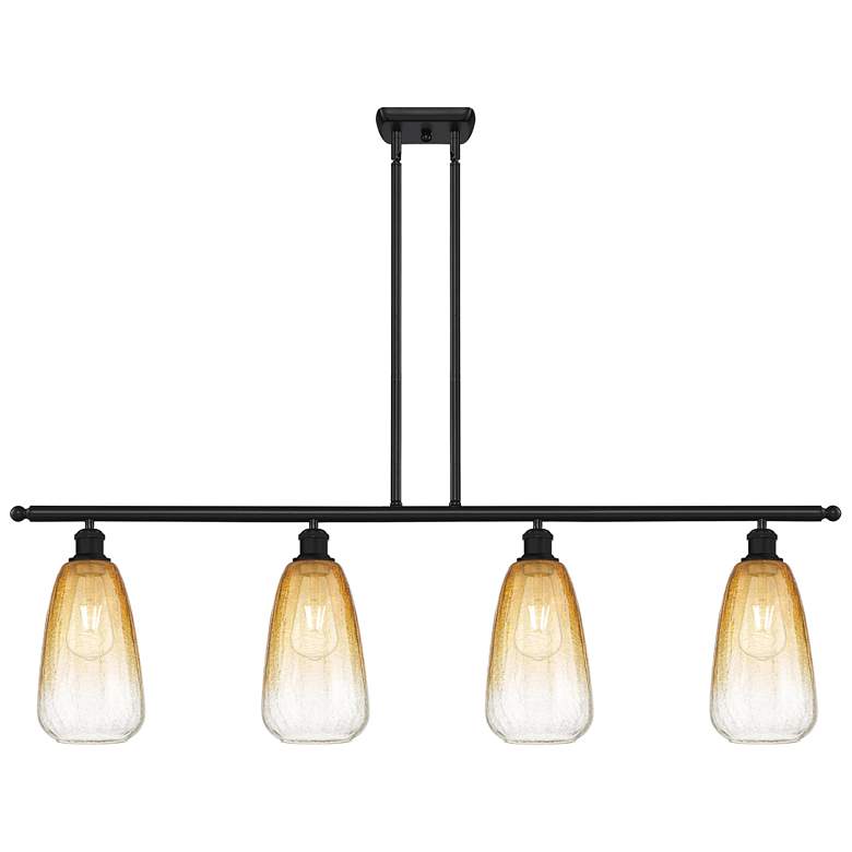 Image 1 Ballston Brookhaven Almond 48"W 4-Lt Black Stem Island Light w/ Amber Shade