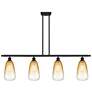 Ballston Brookhaven Almond 48"W 4-Lt Black Stem Island Light w/ Amber Shade