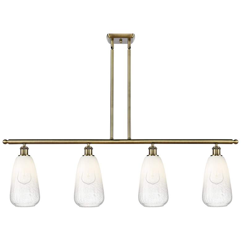 Image 1 Ballston Brookhaven Almond 48"W 4-Lt Brass Stem Island Light w/ Opal Shade