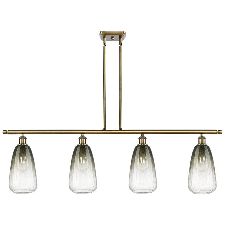 Image 1 Ballston Brookhaven Almond 48"W 4-Lt Brass Stem Island Light w/ Slate Shade