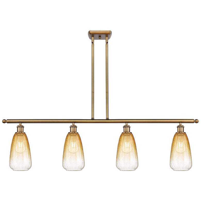 Image 1 Ballston Brookhaven Almond 48"W 4-Lt Brush Brass Stem Island w/ Amber Shade
