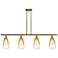 Ballston Brookhaven Almond 48"W 4-Lt Brush Brass Stem Island w/ Amber Shade