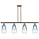 Ballston Brookhaven Almond 48"W 4-Lt Brush Brass Stem Island w/ Blue Shade