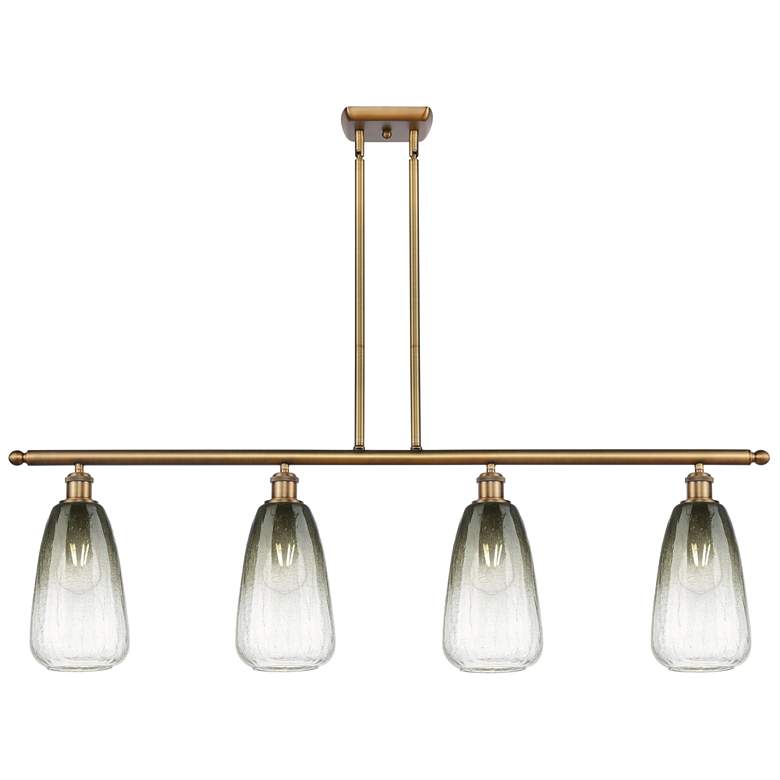 Image 1 Ballston Brookhaven Almond 48"W 4-Lt Brush Brass Stem Island w/ Slate Shade
