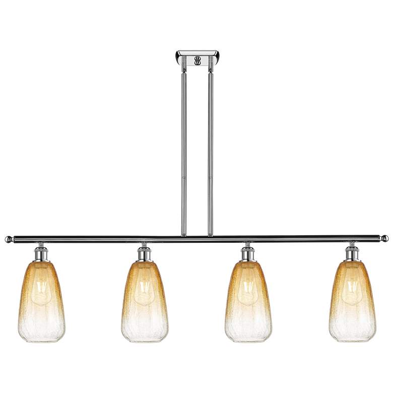 Image 1 Ballston Brookhaven Almond 48"W 4-Lt Chrome Stem Island w/ Amber Shade