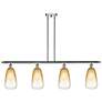 Ballston Brookhaven Almond 48"W 4-Lt Chrome Stem Island w/ Amber Shade