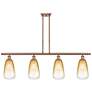 Ballston Brookhaven Almond 48"W 4-Lt Copper Stem Island w/ Amber Shade
