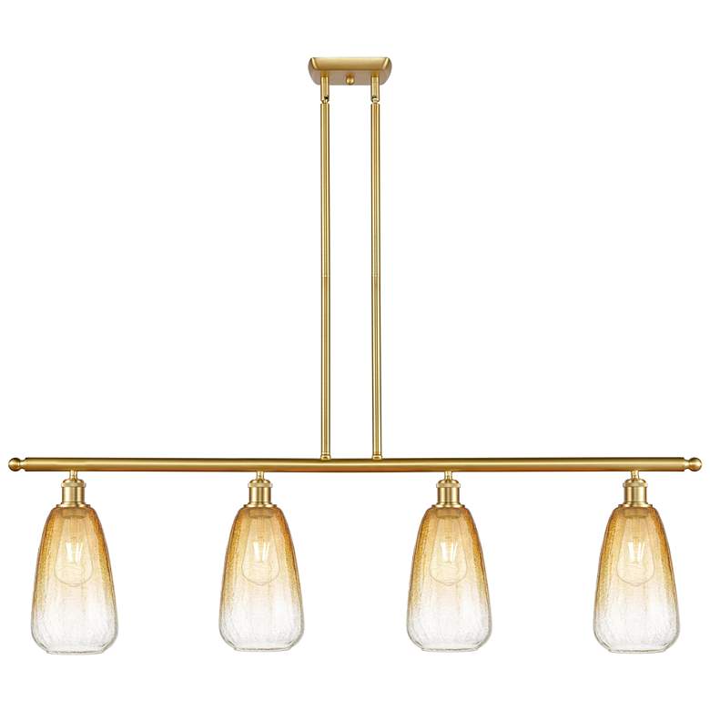 Image 1 Ballston Brookhaven Almond 48"W 4-Lt Gold Stem Island Light w/ Amber Shade
