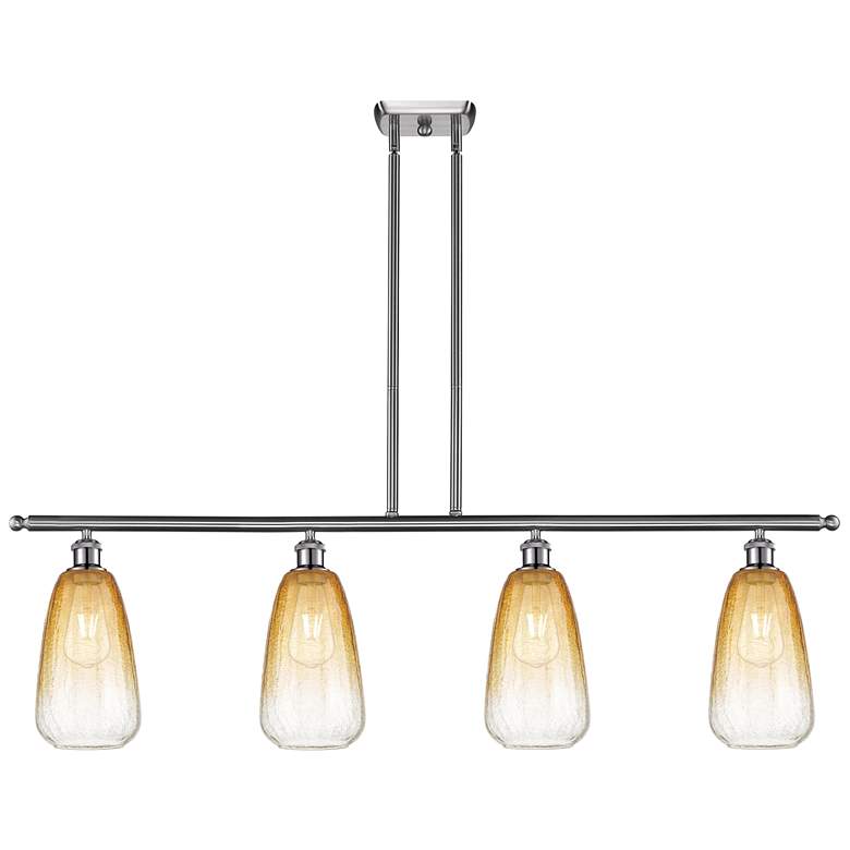 Image 1 Ballston Brookhaven Almond 48"W 4-Lt Nickel Stem Island w/ Amber Shade