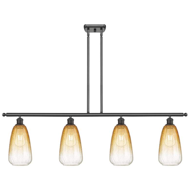Image 1 Ballston Brookhaven Almond 48"W 4-Lt Oil Bronze Stem Island w/ Amber Shade