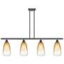 Ballston Brookhaven Almond 48"W 4-Lt Oil Bronze Stem Island w/ Amber Shade