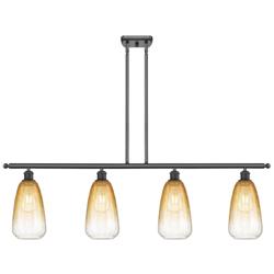 Ballston Brookhaven Almond 48"W 4-Lt Oil Bronze Stem Island w/ Amber Shade
