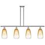 Ballston Brookhaven Almond 48"W 4-Lt Polish Nickel Island w/ Amber Shade