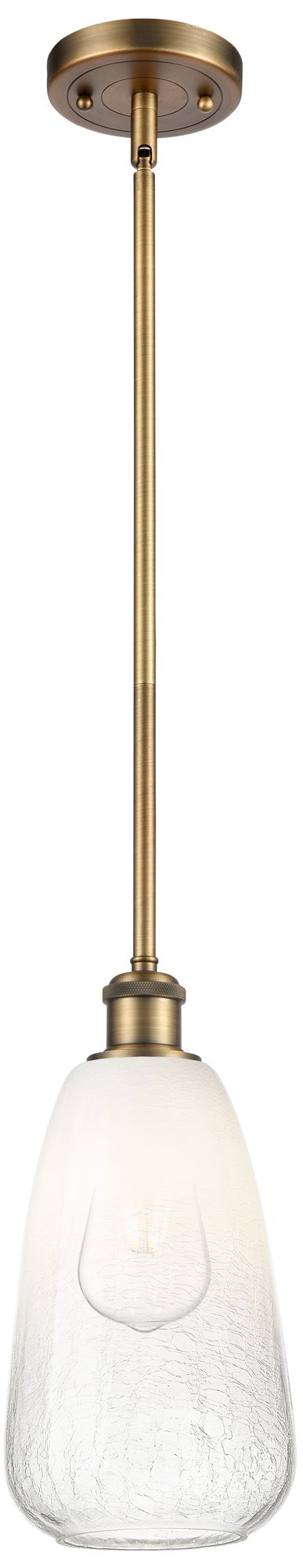 Ballston Brookhaven Almond 6"W Brushed Brass Stem Pendant w/ Opal Shad