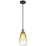 1_Ballston Brookhaven Almond 6"W Black Brass Cord Pendant w/ Amber Shade