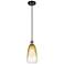 Ballston Brookhaven Almond 6"W Black Brass Cord Pendant w/ Amber Shade