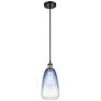 1_Ballston Brookhaven Almond 6"W Black Brass Cord Pendant w/ Sapphire Shade