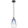Ballston Brookhaven Almond 6"W Black Brass Cord Pendant w/ Sapphire Shade