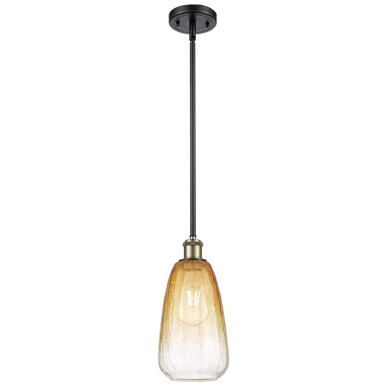 Image 1 Ballston Brookhaven Almond 6"W Black Brass Stem Pendant w/ Amber Shade