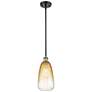 1_Ballston Brookhaven Almond 6"W Black Brass Stem Pendant w/ Amber Shade