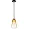 Ballston Brookhaven Almond 6"W Black Brass Stem Pendant w/ Amber Shade