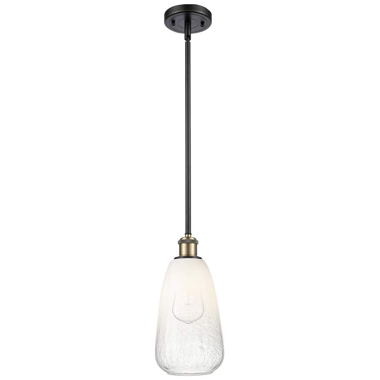Image 1 Ballston Brookhaven Almond 6"W Black Brass Stem Pendant w/ Opal Shade