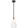 1_Ballston Brookhaven Almond 6"W Black Brass Stem Pendant w/ Opal Shade