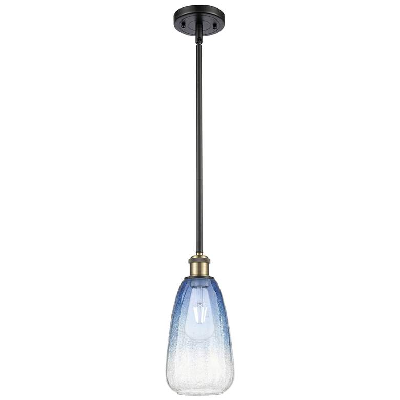 Image 1 Ballston Brookhaven Almond 6"W Black Brass Stem Pendant w/ Sapphire Shade