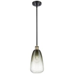 Ballston Brookhaven Almond 6"W Black Brass Stem Pendant w/ Slate Shade